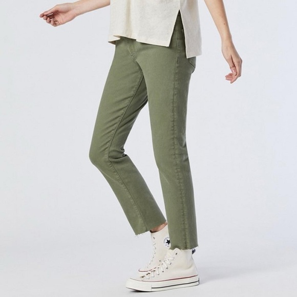 MAVI Green Raw Hem Crop Jeans, Cropped Denim Pants, Straight Leg Jeans SZ S - Picture 1 of 3